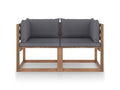 Pinewood 2-seater garden pallet sofa and cushions, anthracite, 89181LMXK