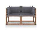 Pinewood 2-seater garden pallet sofa and cushions, anthracite, 89181LMXK