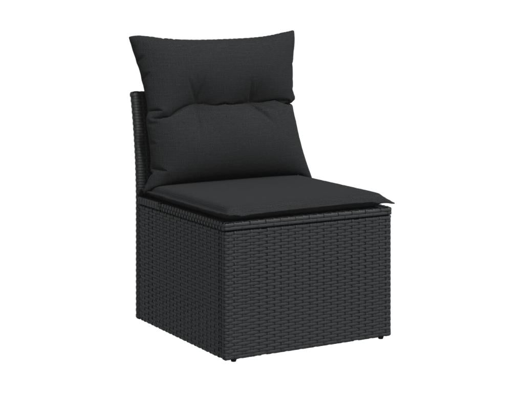 12-piece garden furniture set with cushions, black resin wicker, 75724WDBM
