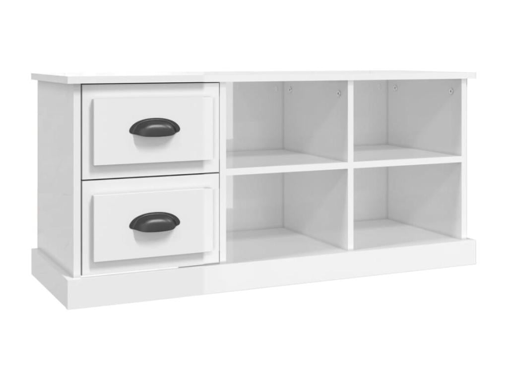 High-gloss white TV stand, 102x35.5x47.5 cm, engineered wood, 74291RTJJ