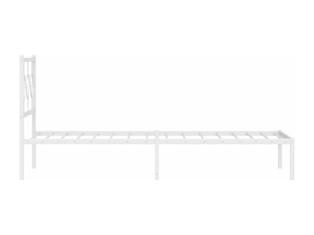 Metal bed frame with white headboard 90x200 cm 43393PBDF
