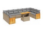 11-piece garden furniture set with beige resin wicker cushions 57763CSUZ