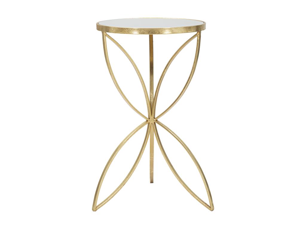 Round gold metal coffee table with mirrored top, 35x60 cm, 70546EIWP
