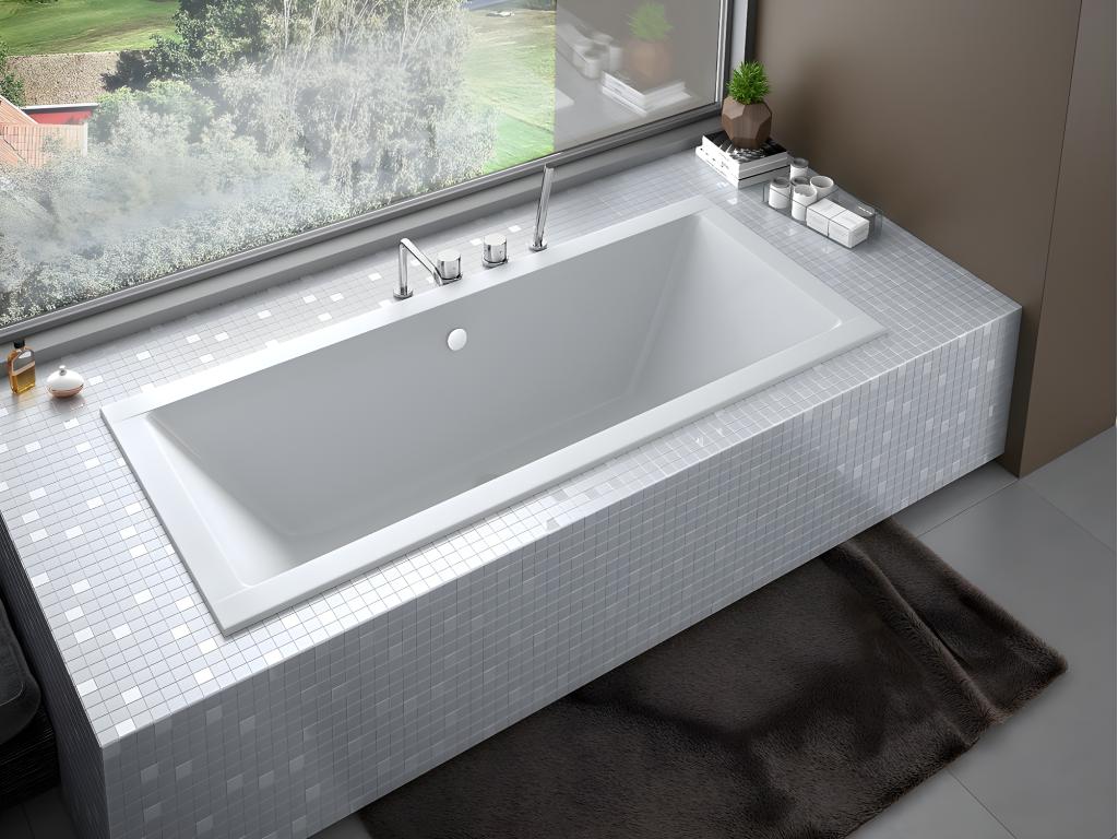 Rectangular white built-in bathtub - FREE headrest - Nidchicshop - 170x75 cm 06579VDFH