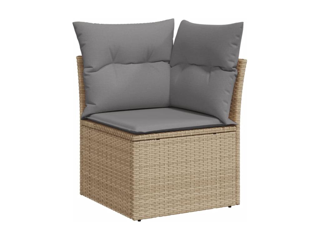 Garden furniture set with cushions, 10 pieces, beige woven resin, 68937LBLP