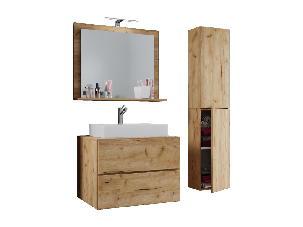 Nidchicshop 4-piece bathroom vanity set with sink and drawer, honey oak finish - 80 31537MVFT