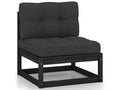 3-piece garden furniture set with cushions, black, solid pine wood, 44175ZOQZ