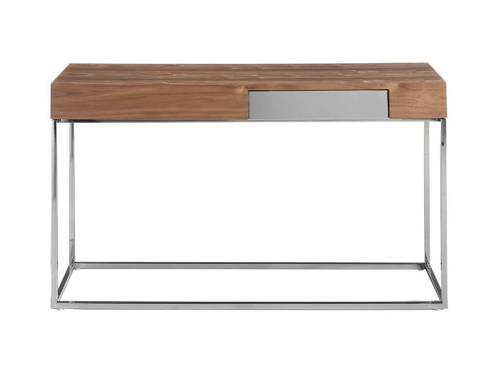Nidchicshop walnut wood and matte silver steel console table, 135cm, 35660WCCQ