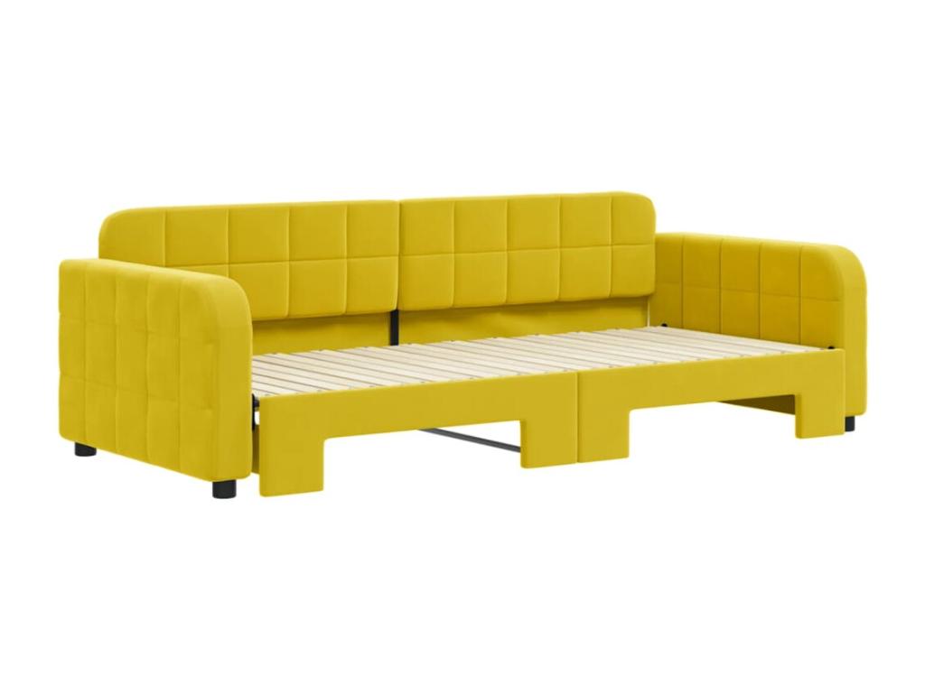 Daybed with pull-out bed, yellow, 90x200 cm, velvet, 84785SRKT