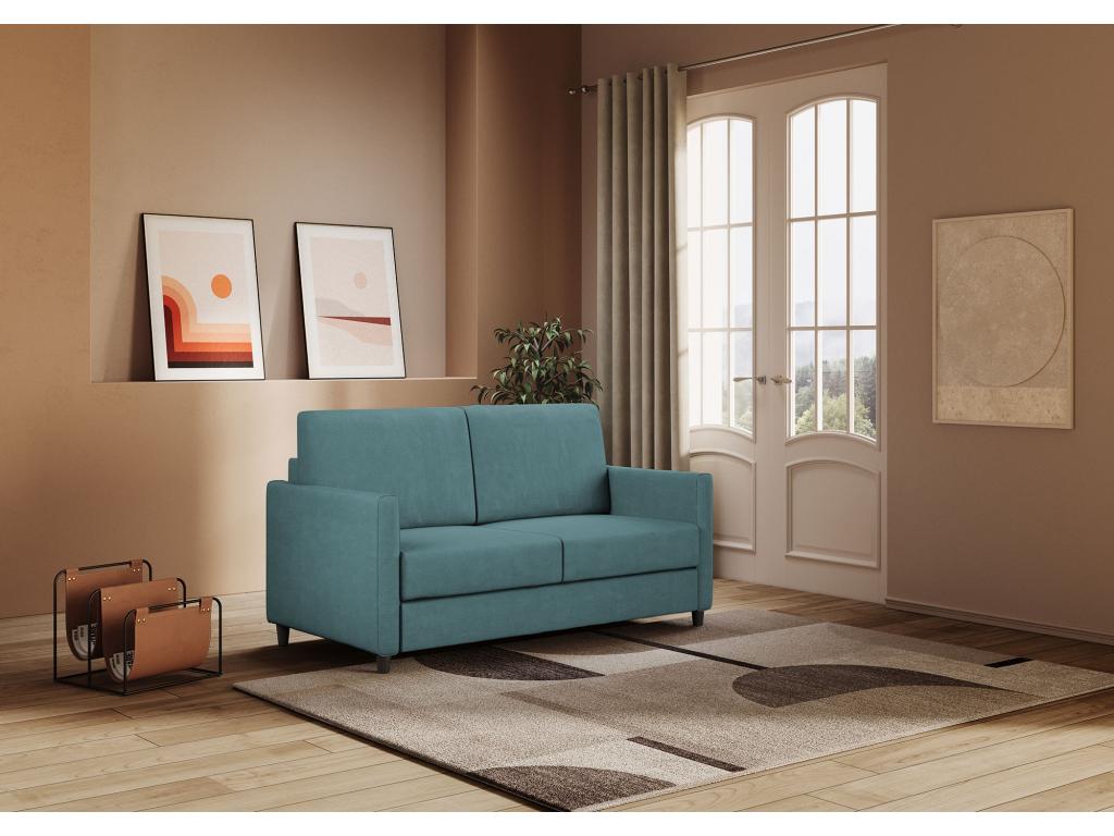 Modern Italian straight sofa in petrol blue fabric, Nidchicshop - 3 sizes - Size 158 cm 03290HFST