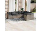 9-piece garden furniture set with grey resin wicker cushions 77920CPHV