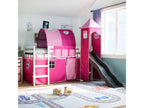 Children's loft bed with pink tower, 90x190 cm, solid pine wood, 30985SIOL