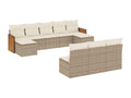 Garden furniture set with cushions, 10 pieces, beige woven resin, 45871VTLY