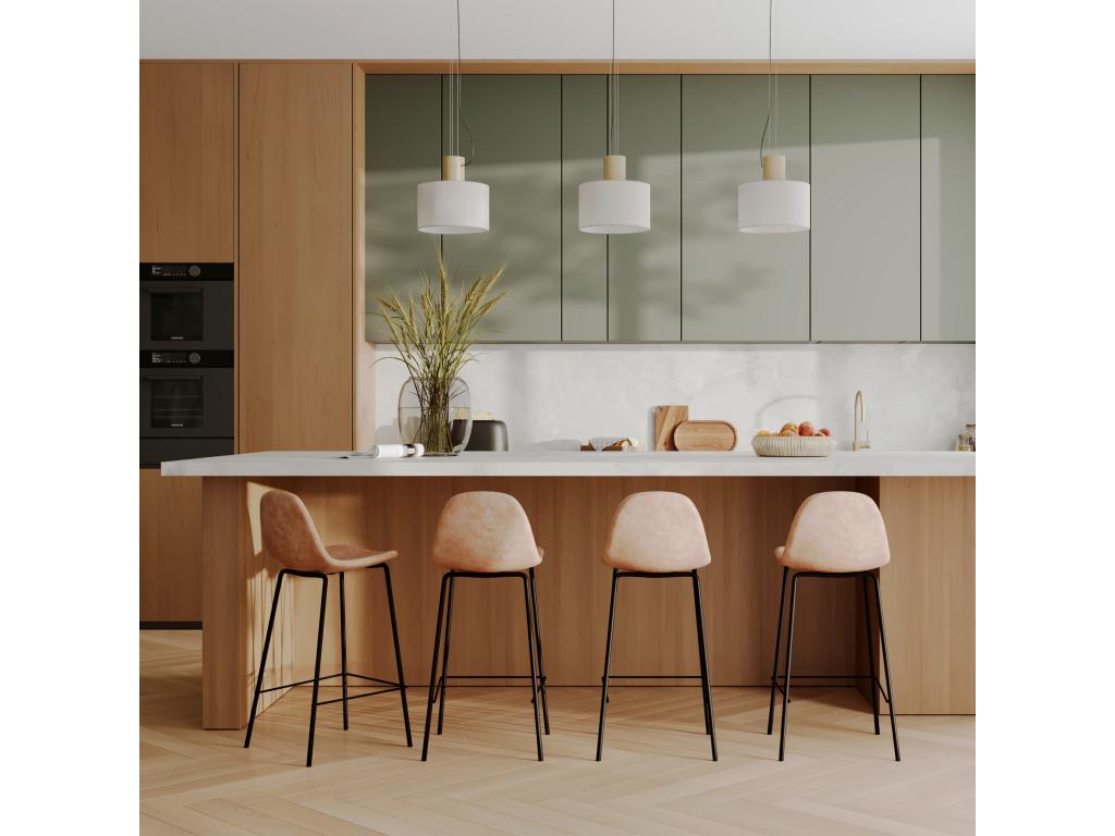 Set of 2 Calmetop 38968BABX 65cm synthetic leather kitchen island chairs