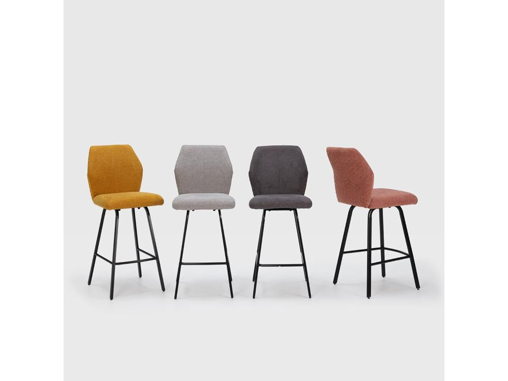 Nidchicshop - Set of 4 Light Grey Fabric Stools with Honeycomb Pattern Back 97233BXYH