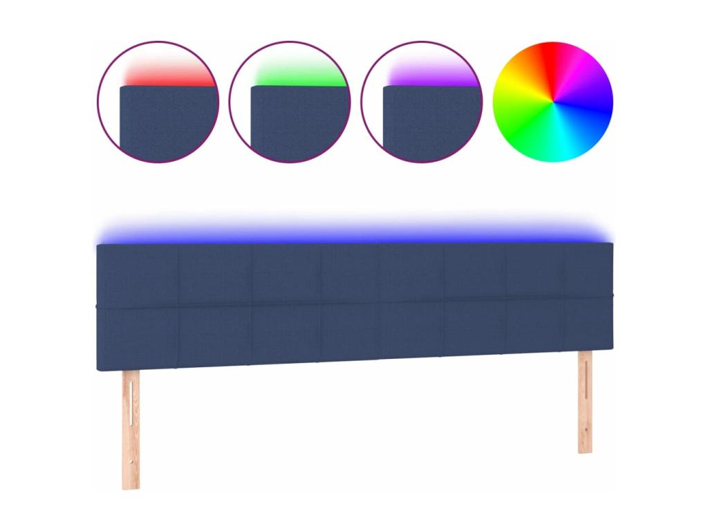Blue LED Headboard 200x5x78/88 cm Fabric 14116KOUJ