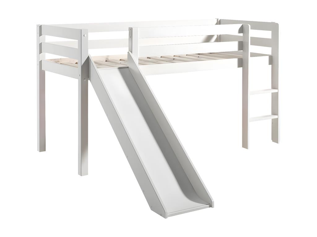 Nidchicshop - Mid-Height Bed with Slide in White Lacquered Pine 90x200cm with Cover Space 24984UUIH