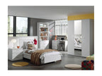 Sturdy children's/teen bedroom set from the Calmetop collection: bed, wardrobe, desk, chest of drawers and bedside table in white with a wood effect (92650GWWK)