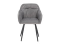 Set of 6 velvet dining chairs - metal legs and armrests - grey 93270VCQR
