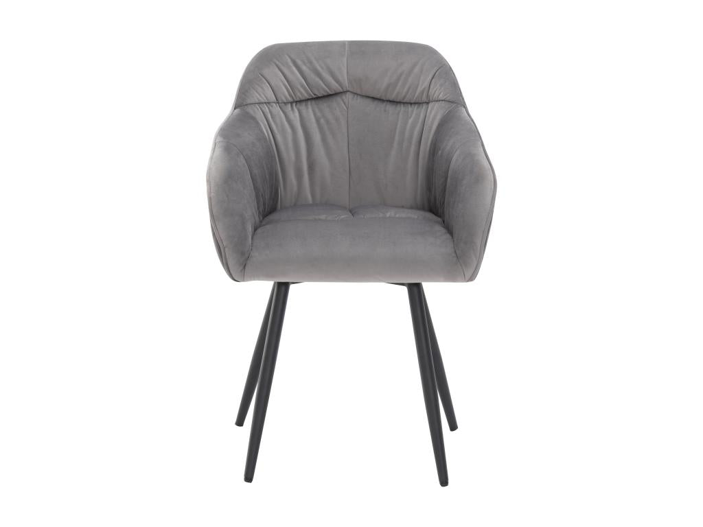 Set of 6 velvet dining chairs - metal legs and armrests - grey 93270VCQR