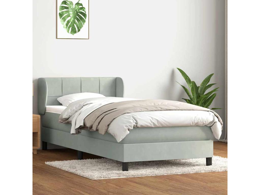 Calmetop bed base and light grey 80x210 cm velvet mattress 41885UFCS