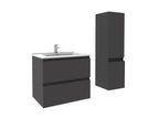 Bathroom furniture set, 50cm anthracite, vanity unit with ceramic washbasin column - Calmetop 86809VHVF