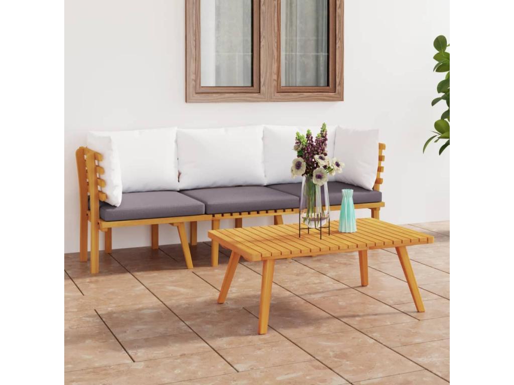 3-piece garden furniture set with cushions, solid Calmetop wood 07509ZBWW