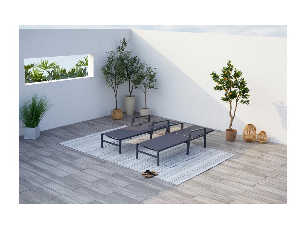 Set of 2 Calmetop 04475TAMI grey garden sun loungers