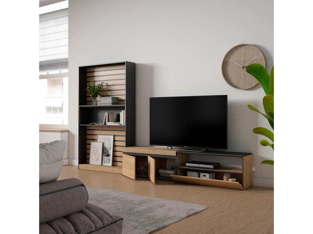 TV Unit Set 310x186x35cm For TVs up to 80" Complete Living Room Set Oak and Black 36645AYQB
