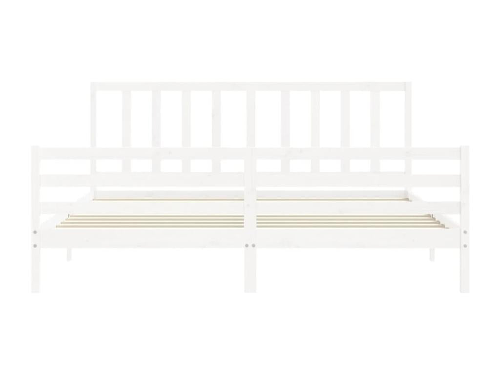 Bed frame with white headboard 200x200 solid wood 82778VAWS