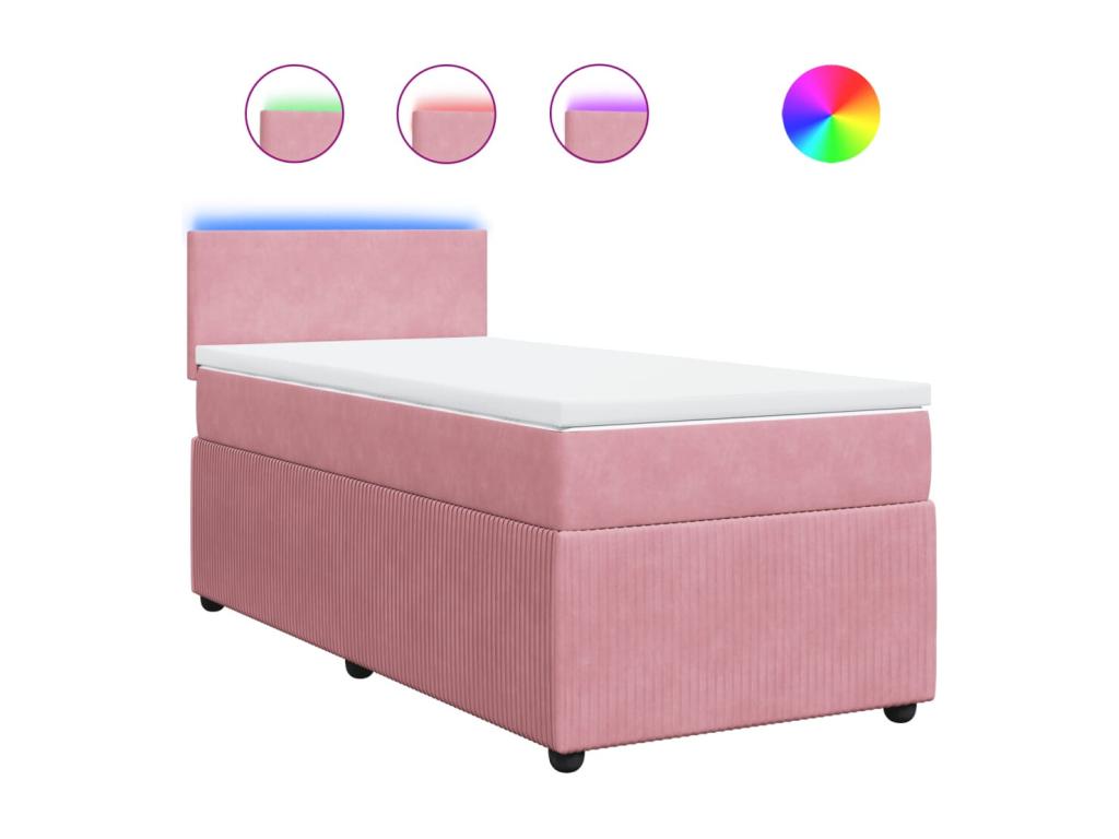 Calmetop bed base with pink 100x200 cm velvet mattress 88792YVIL