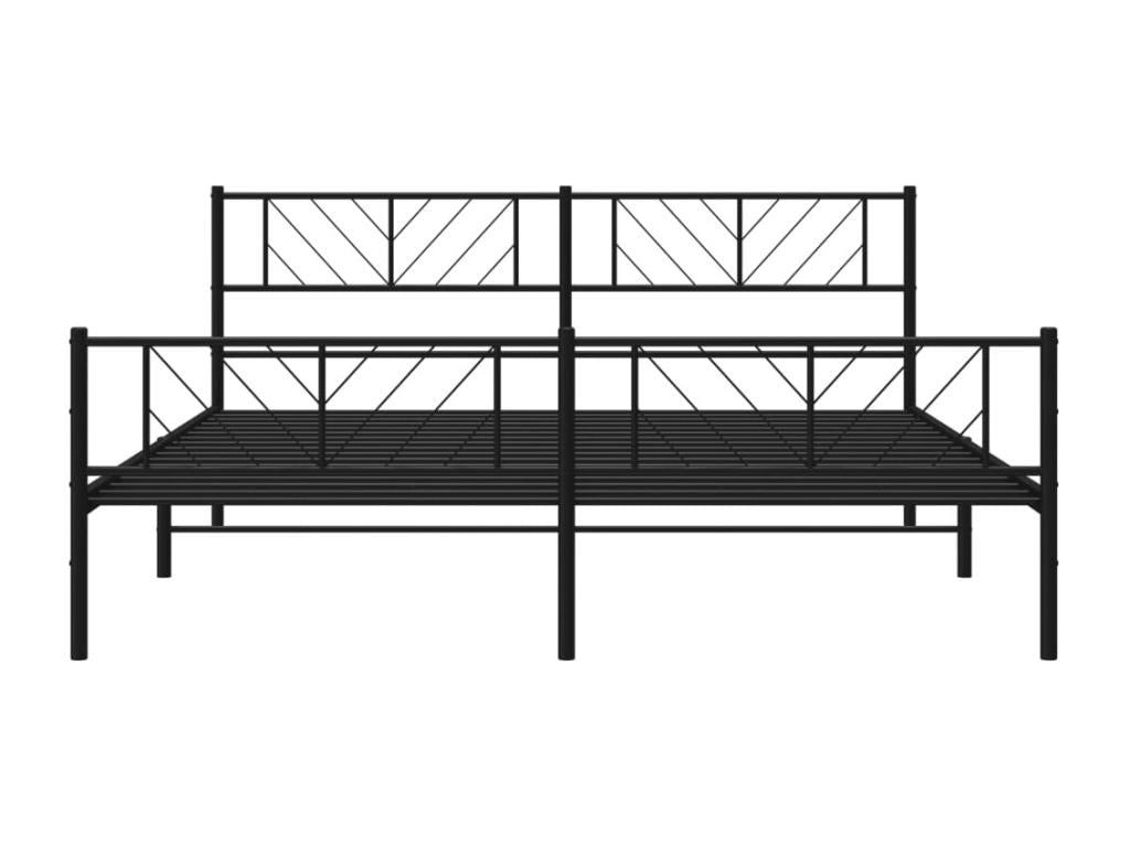 Metal bed frame with headboard and footboard, black, 183x213 cm, 49630LBRW