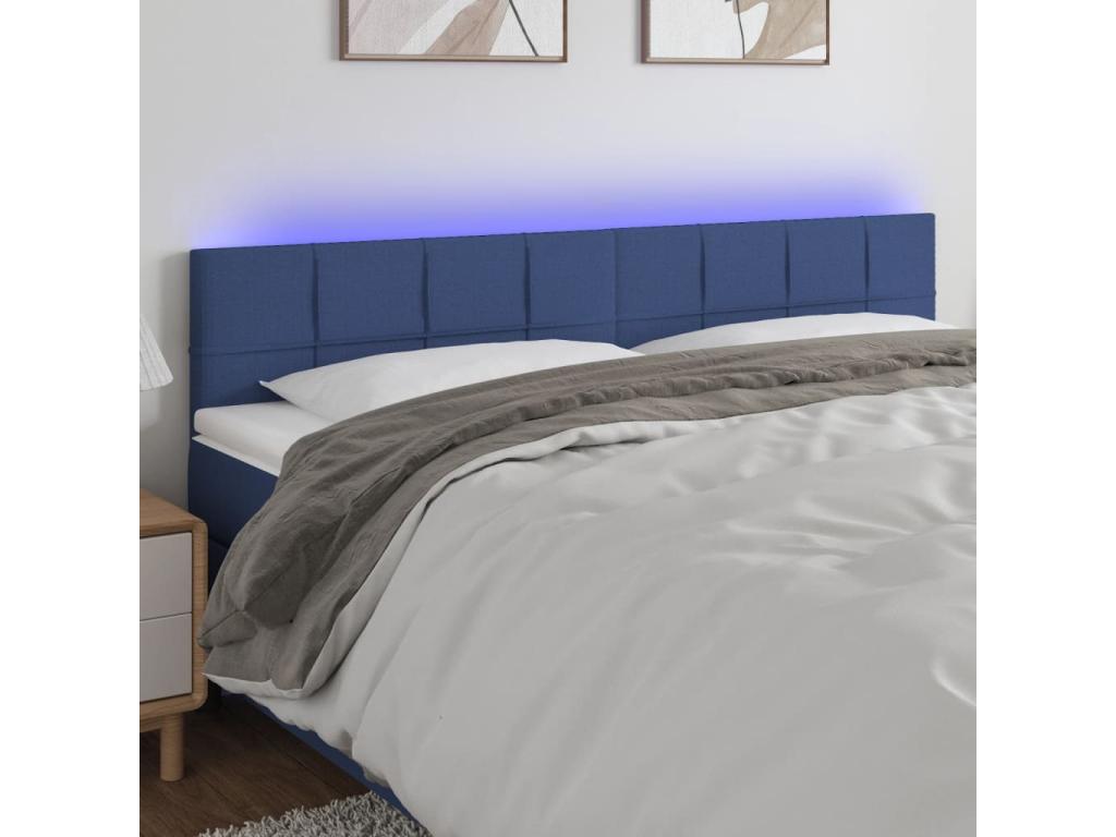 Blue LED Headboard 200x5x78/88 cm Fabric 14116KOUJ