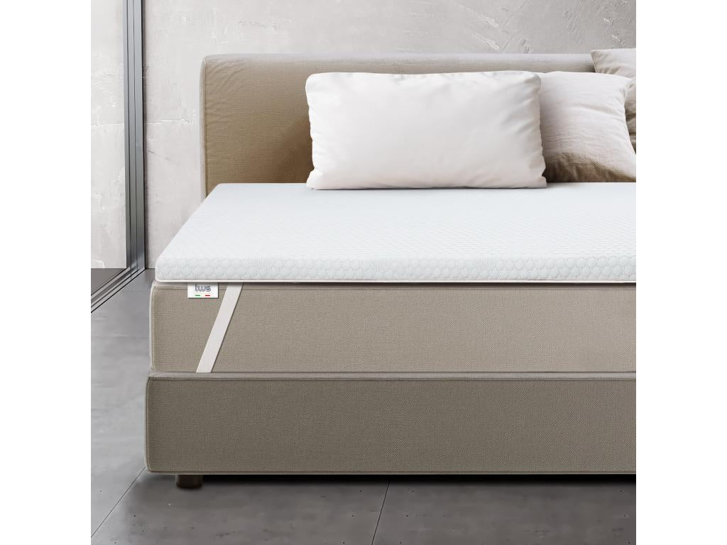 Memory foam mattress topper for double mattresses - 6 cm thick - Removable cover - Antibacterial and antifungal - 165x200 cm 58826BGAR
