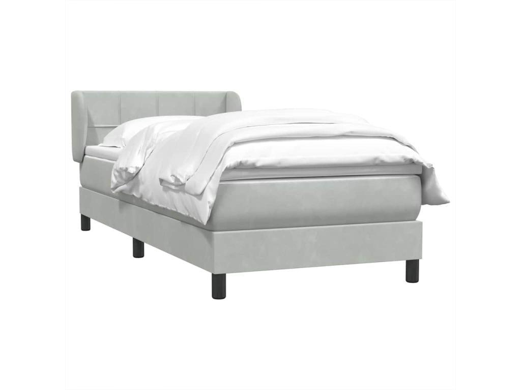 Calmetop bed base and light grey 80x210 cm velvet mattress 41885UFCS