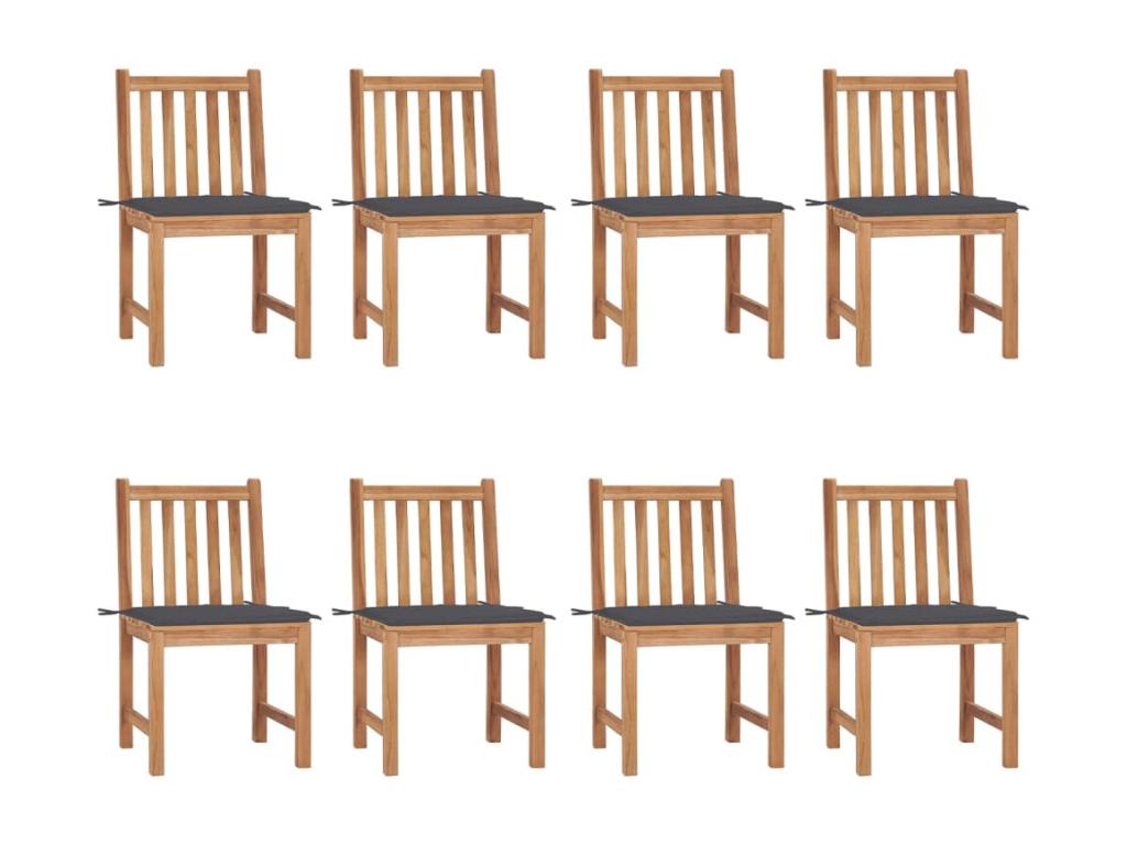 Set of 8 garden chairs with cushions, solid teak wood, 96760EOMB