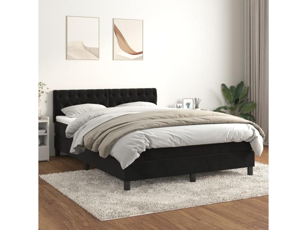 Calmetop bed base with black 140x200 cm velvet mattress 93567QXEL