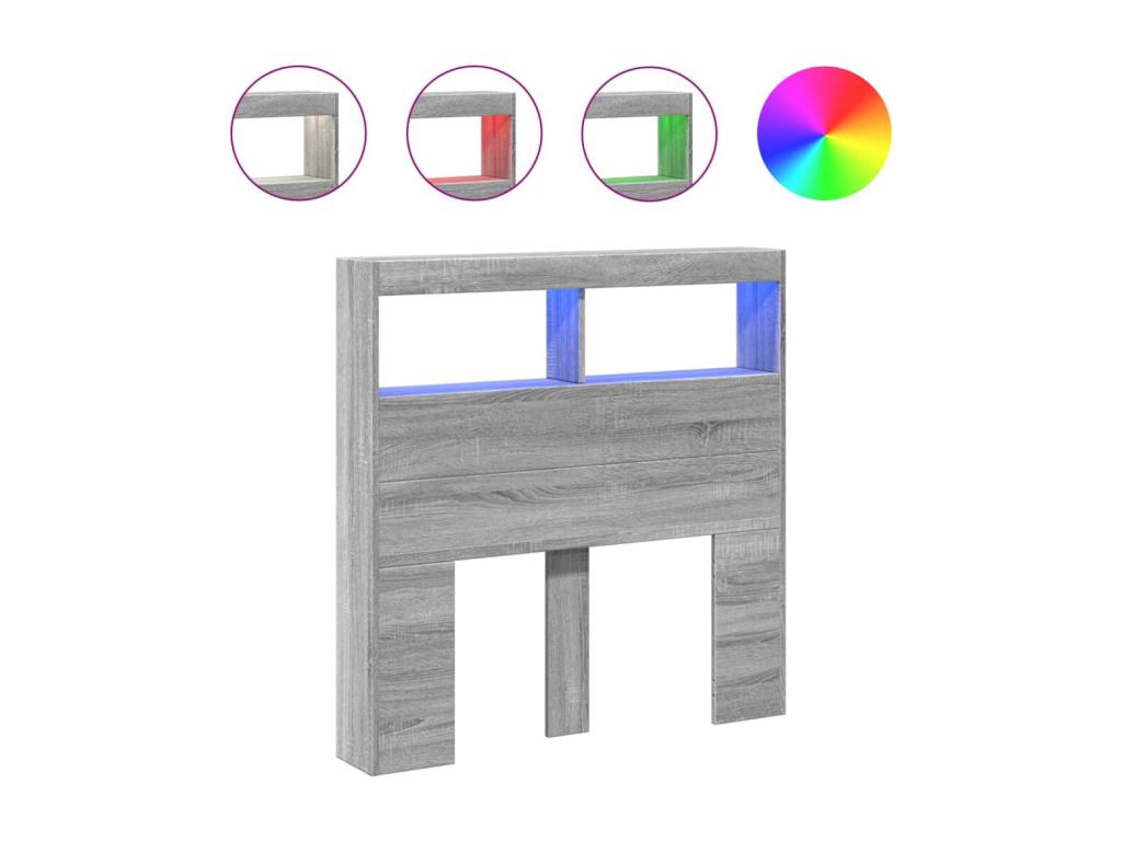 Nidchicshop grey headboard wardrobe with LED lighting, 100x17x102 cm, 60172EGAE