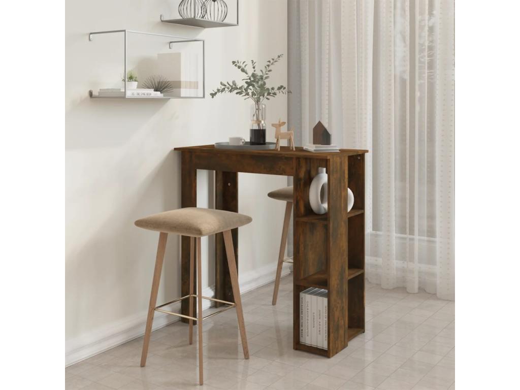 Bar table with shelf, smoked oak, 102x50x103.5 cm, chipboard, 91544DNCL