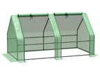 Mini garden greenhouse/tomato greenhouse, dimensions: 180L x 90W x 90H cm, steel, high-density PE 140 g/m², UV-resistant, 2 roll-up zippered windows, green, 40313QXXO
