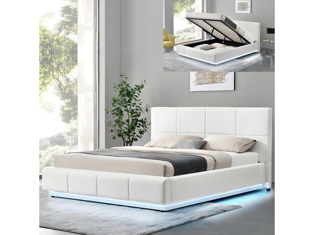 Nidchicshop Designer Bed with Slatted Base and Storage - Colors - White Sizes - 140x190 43100XTEH