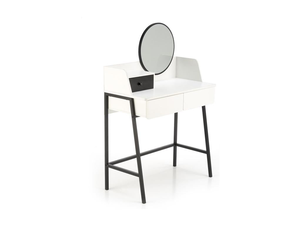 Black and white designer dressing table with mirror and 3 drawers Nidchicshop 85830FUNE