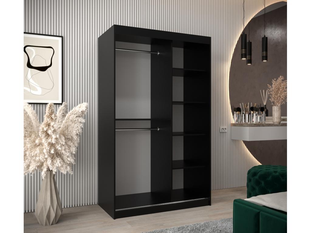 Nidchicshop Sliding Door Wardrobe 200/120/62 2 Doors Black/White 20365JUQD