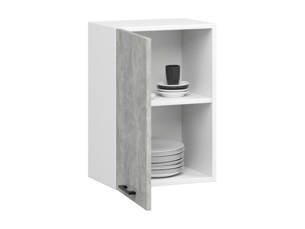 Calmetop W50 Modular Kitchen Wall Cabinet, White, 50 cm, 1 Door, Concrete Front, 2 Shelves, 50x30x58 cm, 25241HOVJ