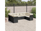 9-piece garden furniture set with cushions, black resin wicker, 23681ZJMS