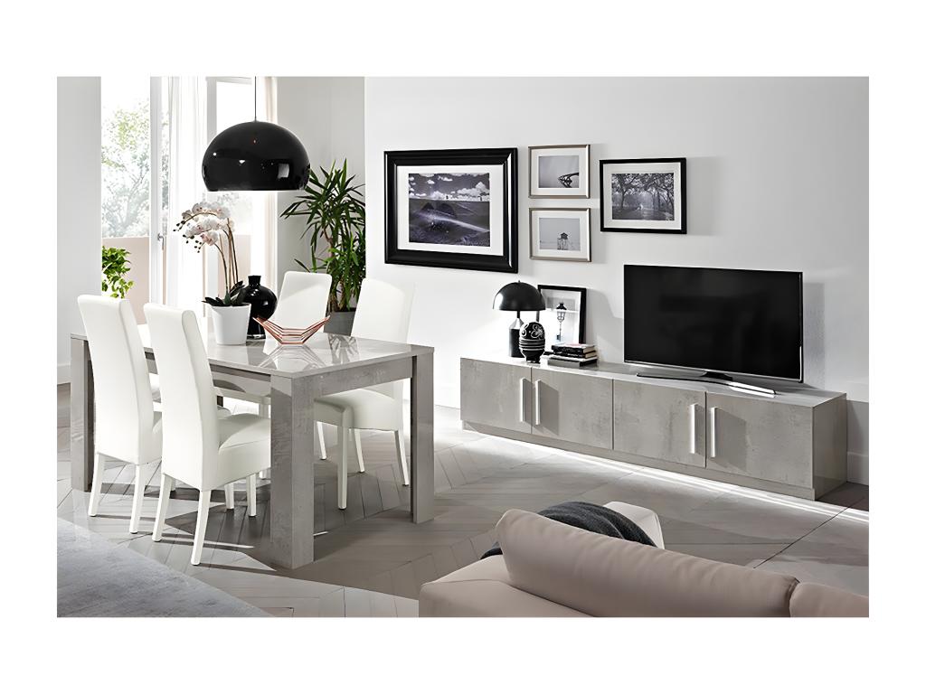 Calmetop - Living Room Set with Marble Effect TV Stand and 160cm Table 57901TZRJ