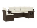 5-piece garden furniture set with cushions, brown wicker resin, 27400HOMK