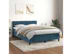 Upholstered bed base and mattress, dark blue, 140x190cm, velvet, 26911BVDB