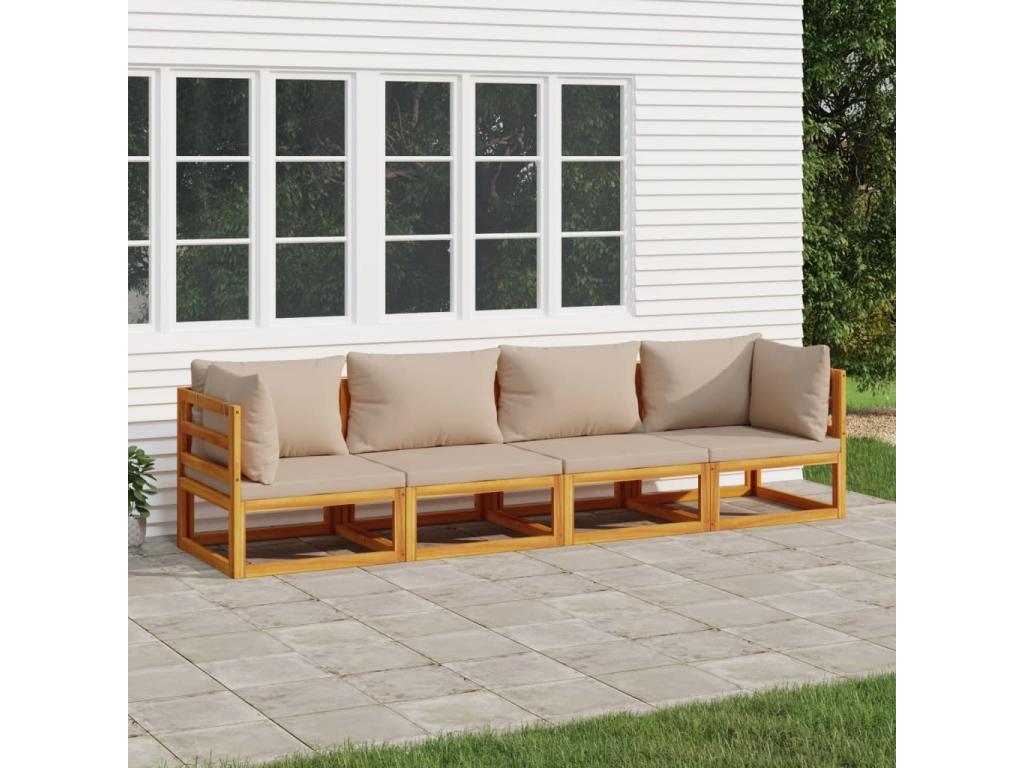 4-piece garden furniture set with cushions, Calmetop solid wood, 49503NBUW