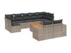 Garden furniture set with cushions, 10 pieces, grey woven resin, 43641IAIM